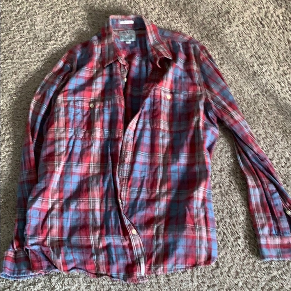 Lucky brand red plaid button down shirt XXL